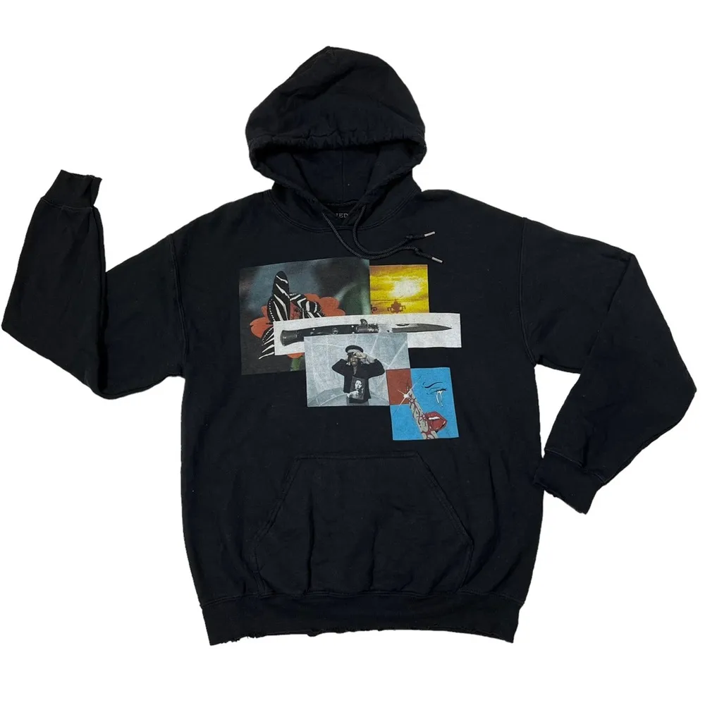 Miguel War & Leisure Album Pullover Hoodie Black Distressed Size M - Image 10