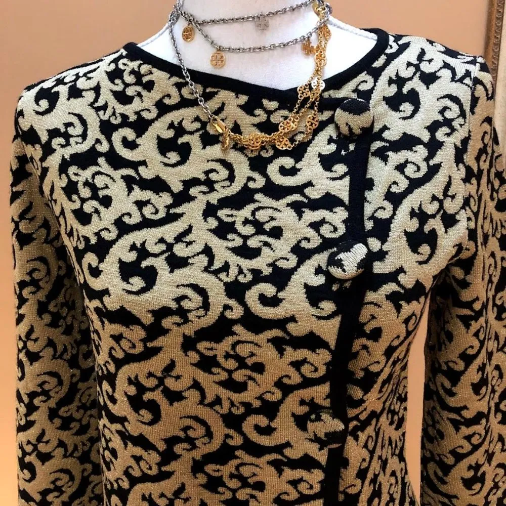 Metallic Gold and Black Knit Sweater Size 42 - Image 2