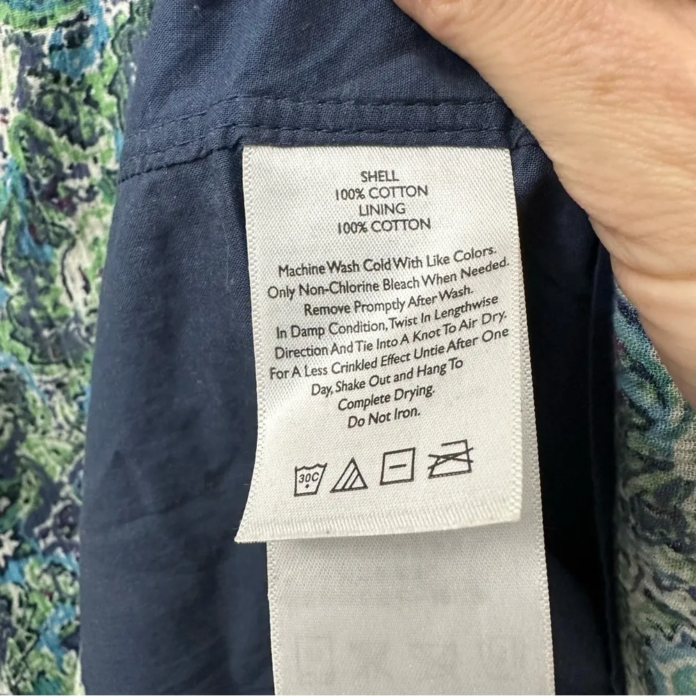 Eddie Bauer Sleeveless V‎ Neck Empire Waist Maxi Dress Paisley Cotton Women's 4 - Image 5