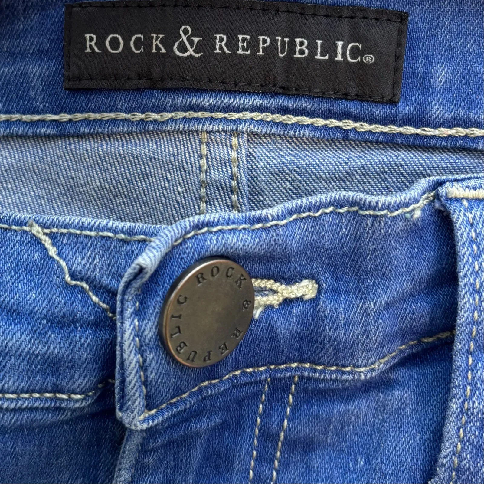 Rock & Republic Berlin Skinny Jeans Size 12M Star Pockets - Image 7