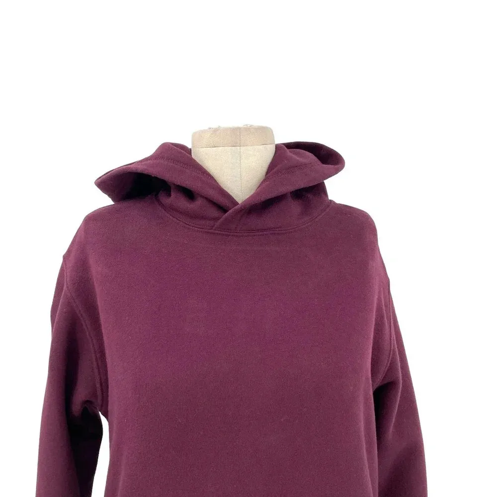 Aritzia Tna‎ Cozy Fleece Perfect Hoodie Sweatshirt Pullover Dark Purple Size XXS - Image 2