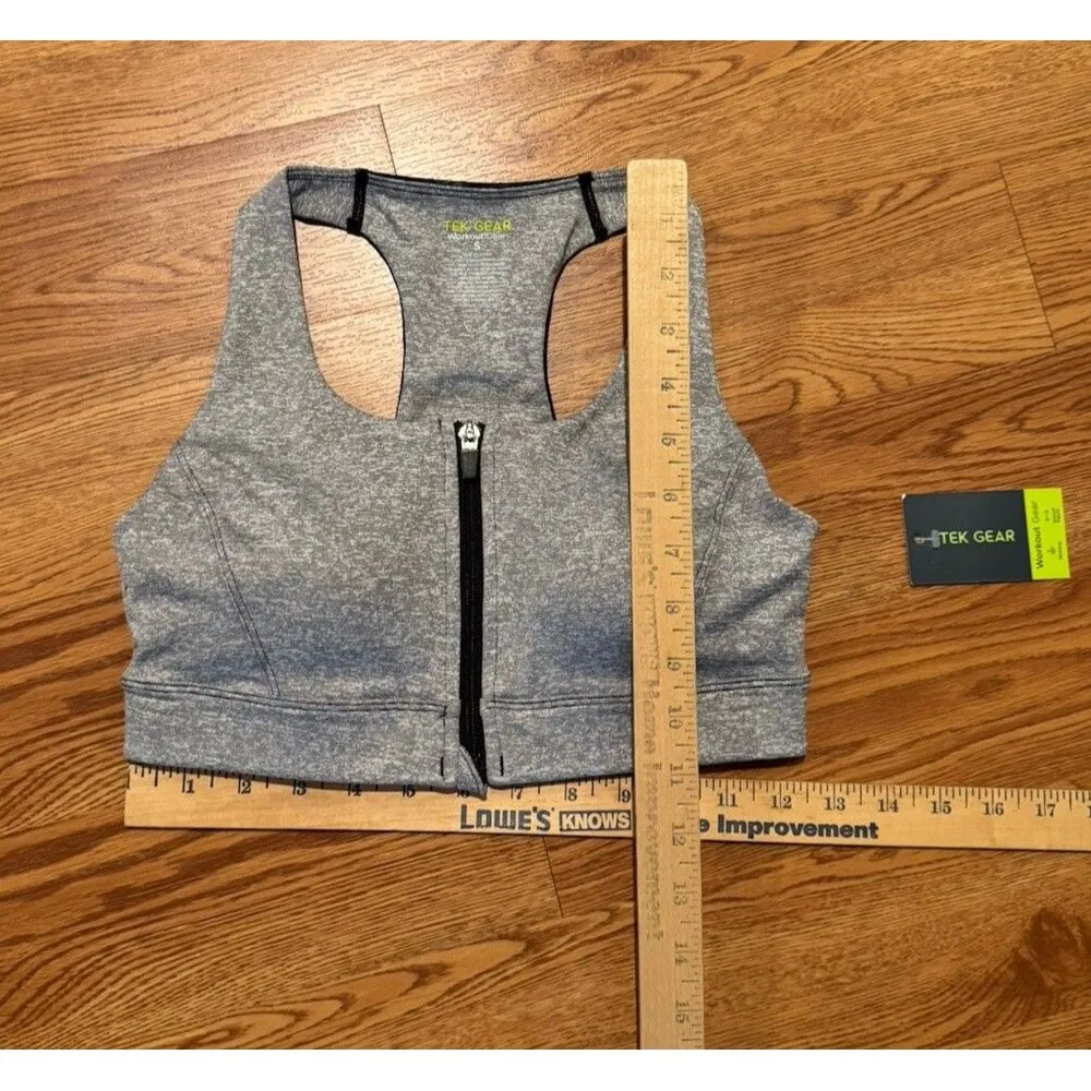 Tek Gear Women Grey H Ultrastretch Front Zip Medium Support Bra Size S New - Image 5