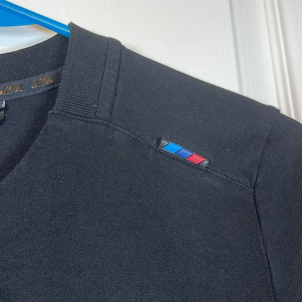 BMW Motorsport Black Polo Pullover Collarless Shirt Size Large EUC #0438 - Image 6