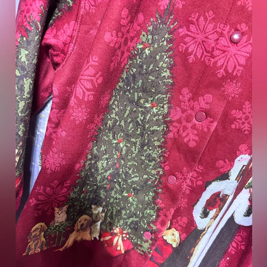 Christmas Father Christmas Puppy Rabbit Holiday Vintage Ugly Sweater Red Size L - Image 11