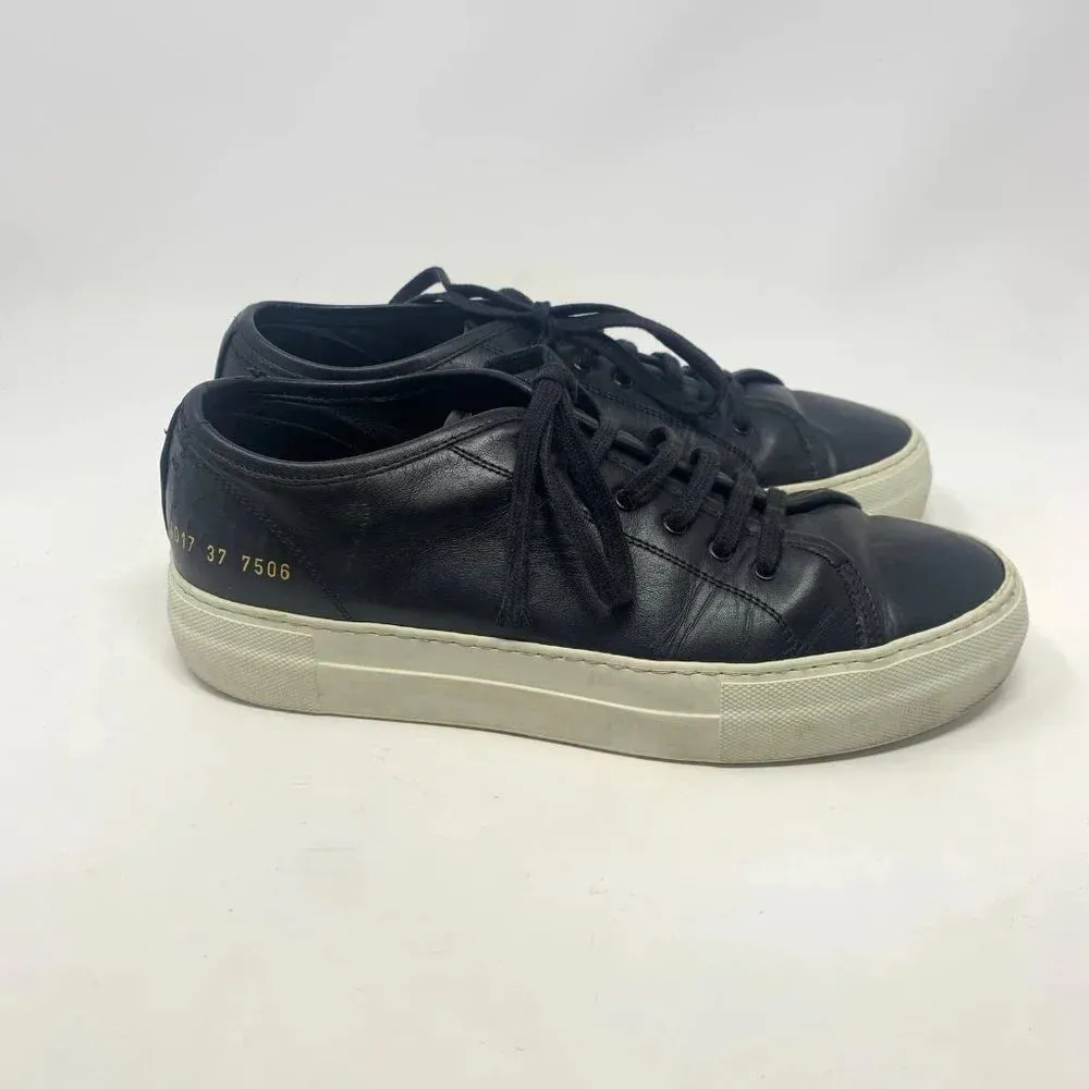Common Projects Tournament Low Sneakers Black Leather‎ Size 38 / US 8 - Image 5
