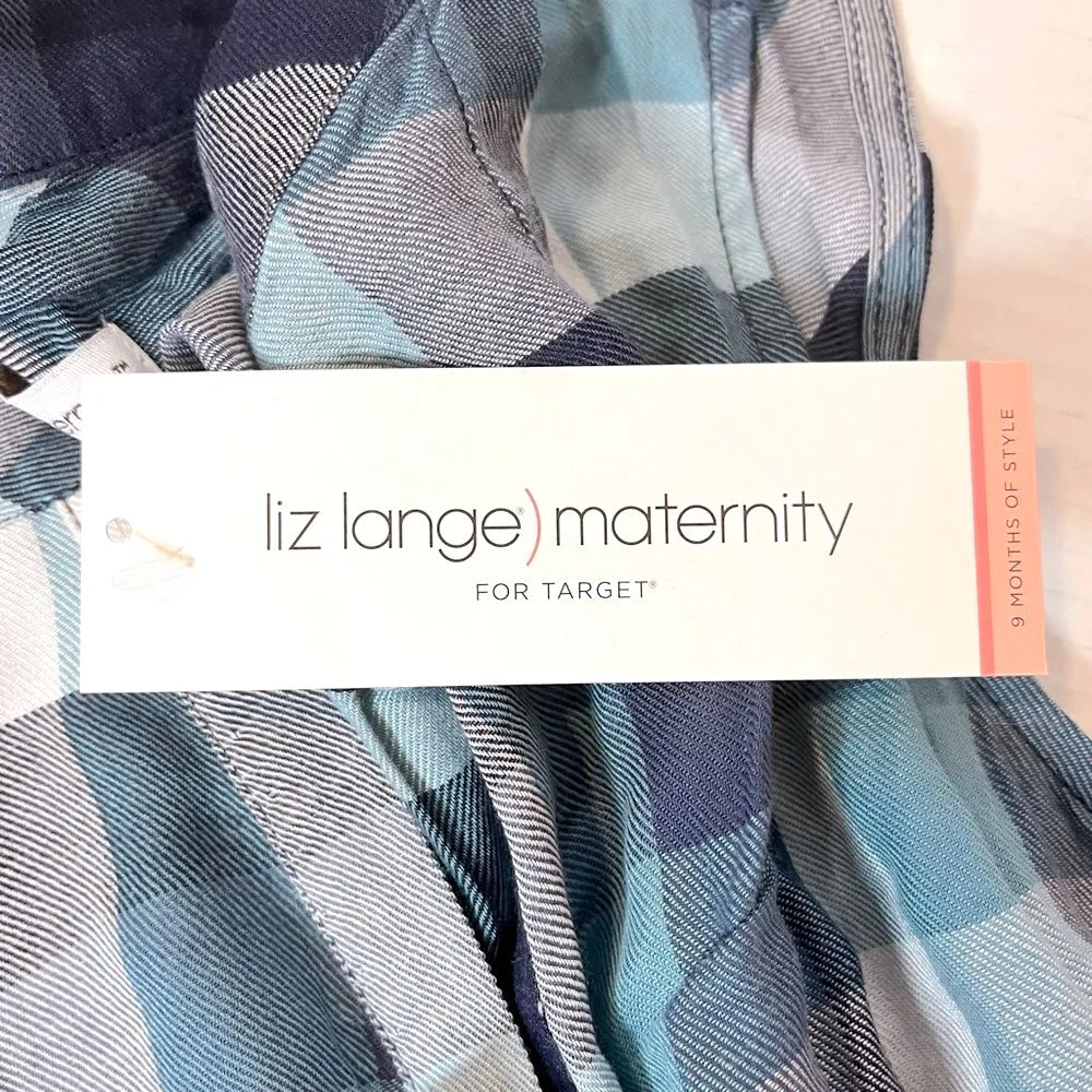 Liz Lange Maternity Sleeveless Blue Plaid High-Low Hem Dress Size XS New! - Image 7