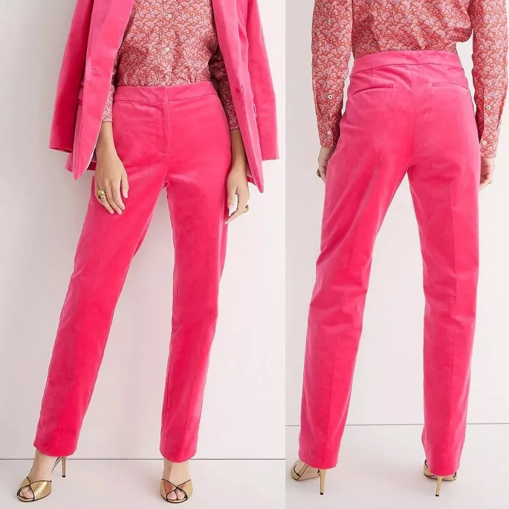 NWT J.Crew Kate Straight-leg Pant in Dragonfruit Pink Stretch Velvet Trouser 8 - Image 8