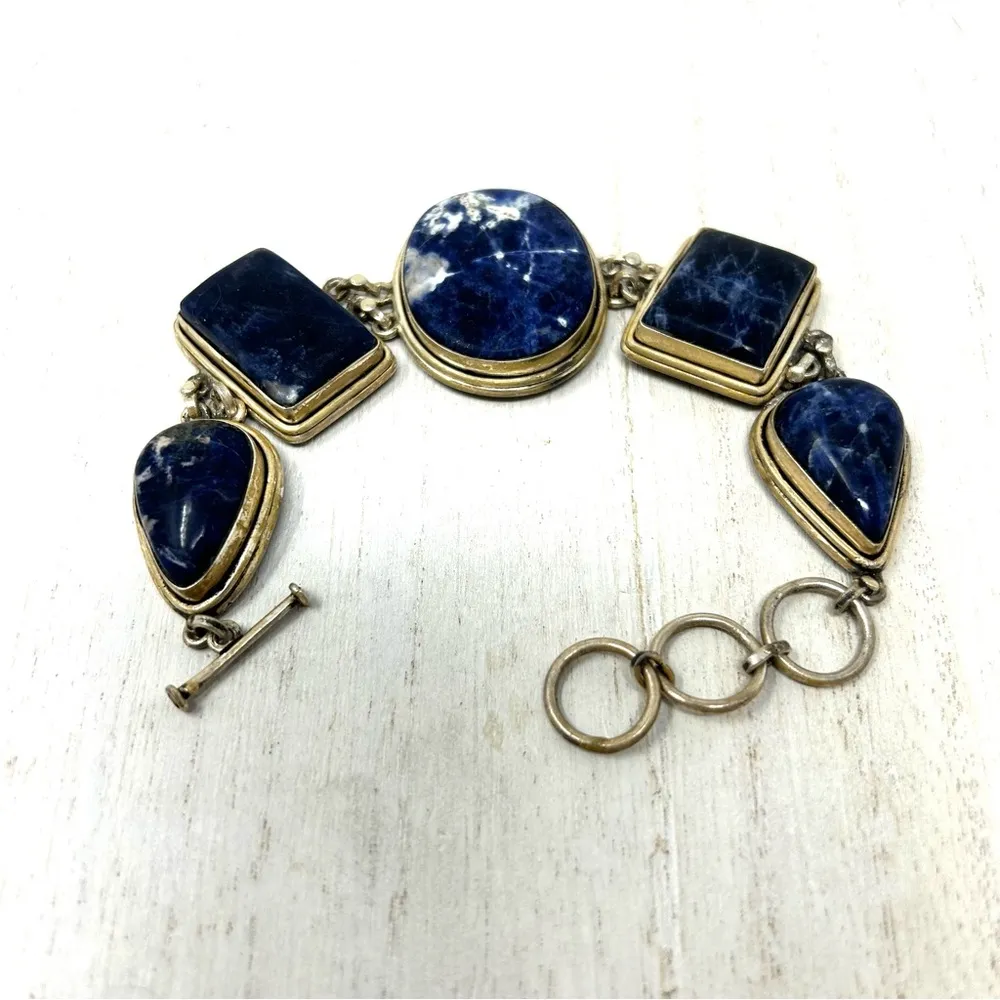 Artisan sterling silver and Lapis Lazuli bracelet - Image 9