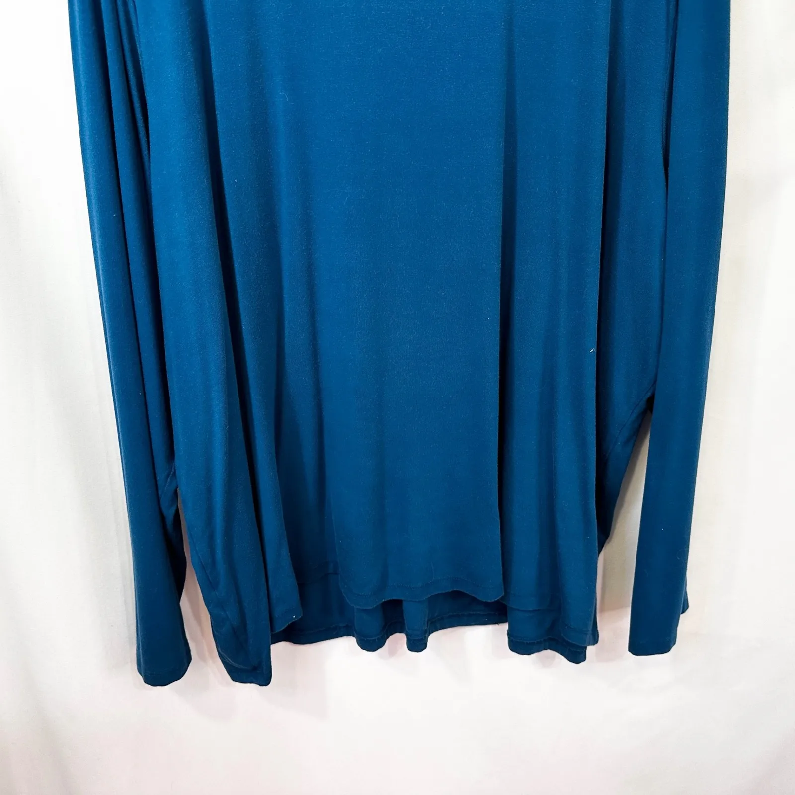 Talbots Plus Size 3X Top Blue V-Neck Long Sleeve Capsule Solid Mature 1727 - Image 6