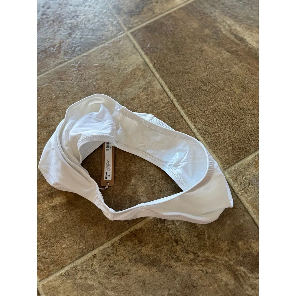 Skims Signature Swim Mid Coverage Bikini Bottom Snow XS - Image 7