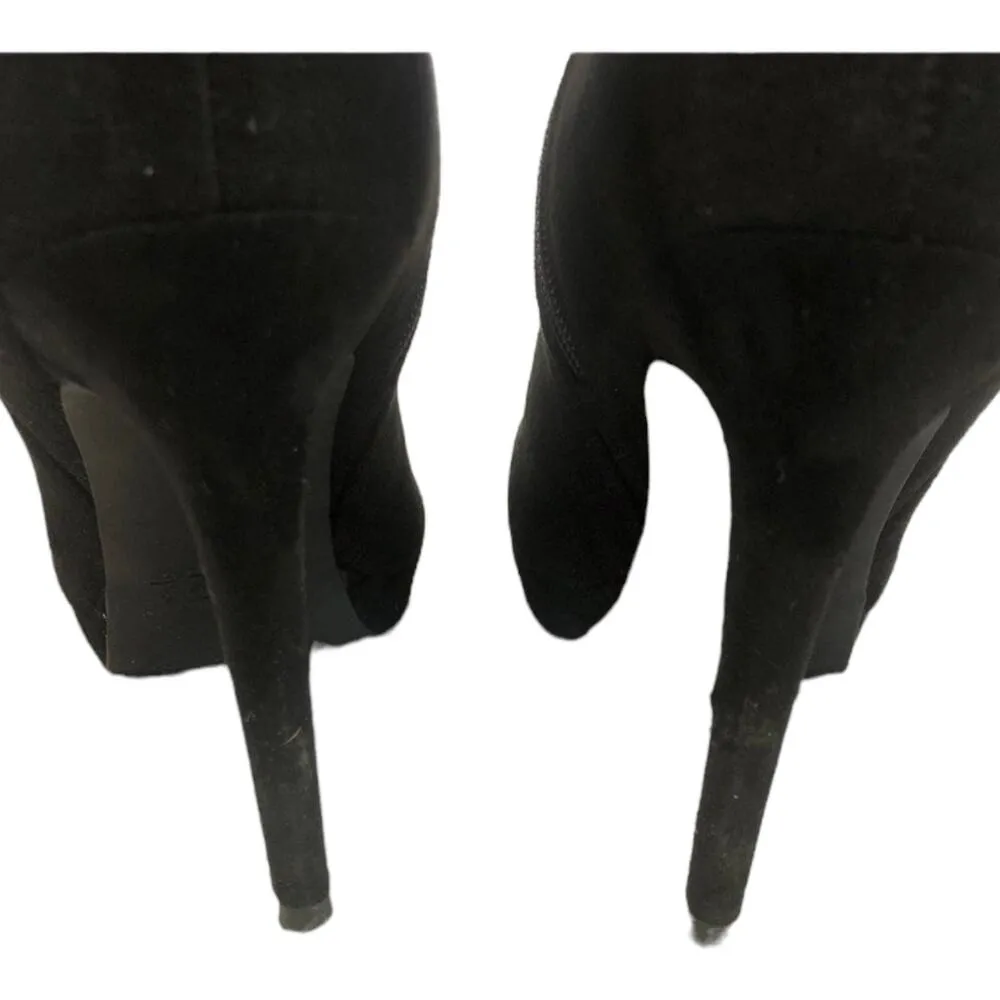 Thalia Sodi Brisaf Fabric knee high Slouchy Heel boots with tassels black size 9 - Image 8
