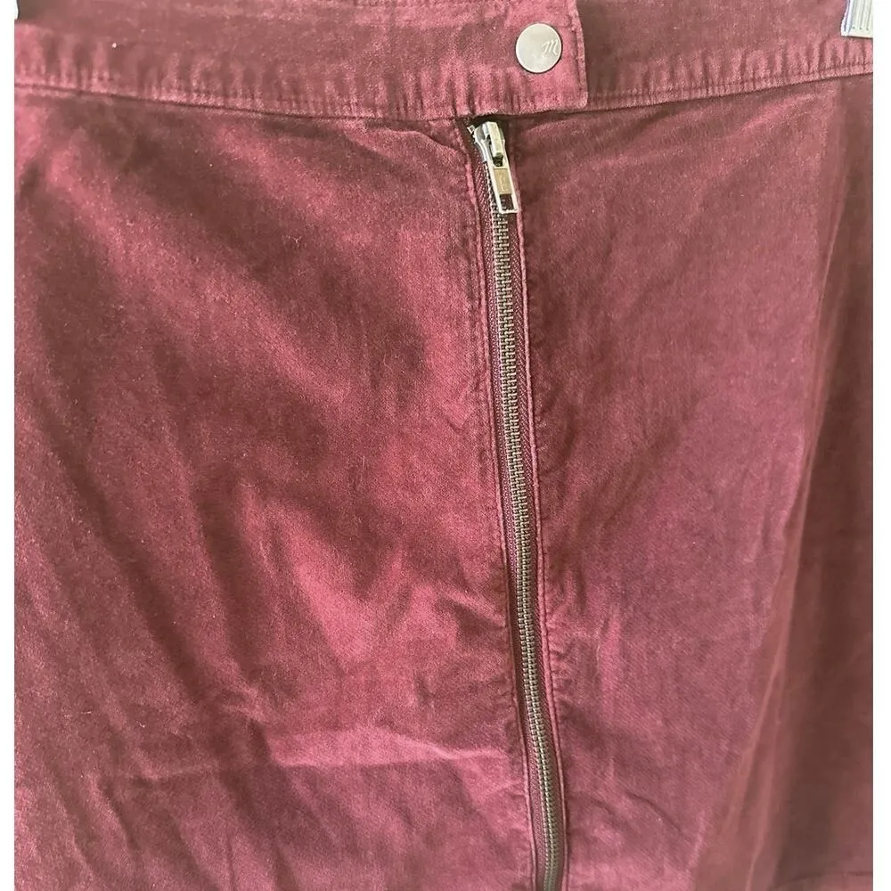Madewell Velvet Front Zip Button Stretch Mini Skirt Size Medium Classic - Image 4