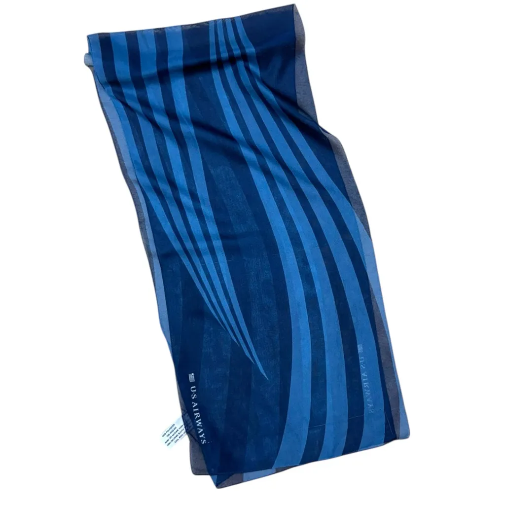 Vintage US Airways Blue Striped Vintage Scarf 54x11 Airline Uniform Scarf EUC - Image 9