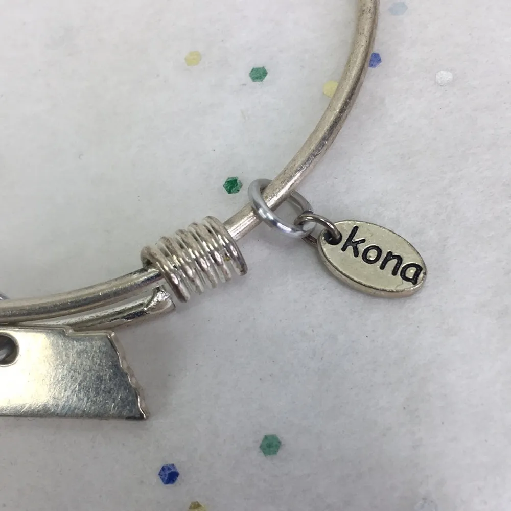 Kona adjustable bracelet bangle Tennessee state silver tone - Image 2