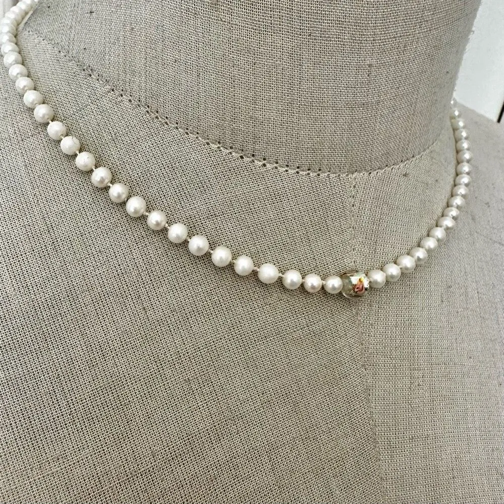 Pearl glass bead sterling silver clasp necklace - Image 9