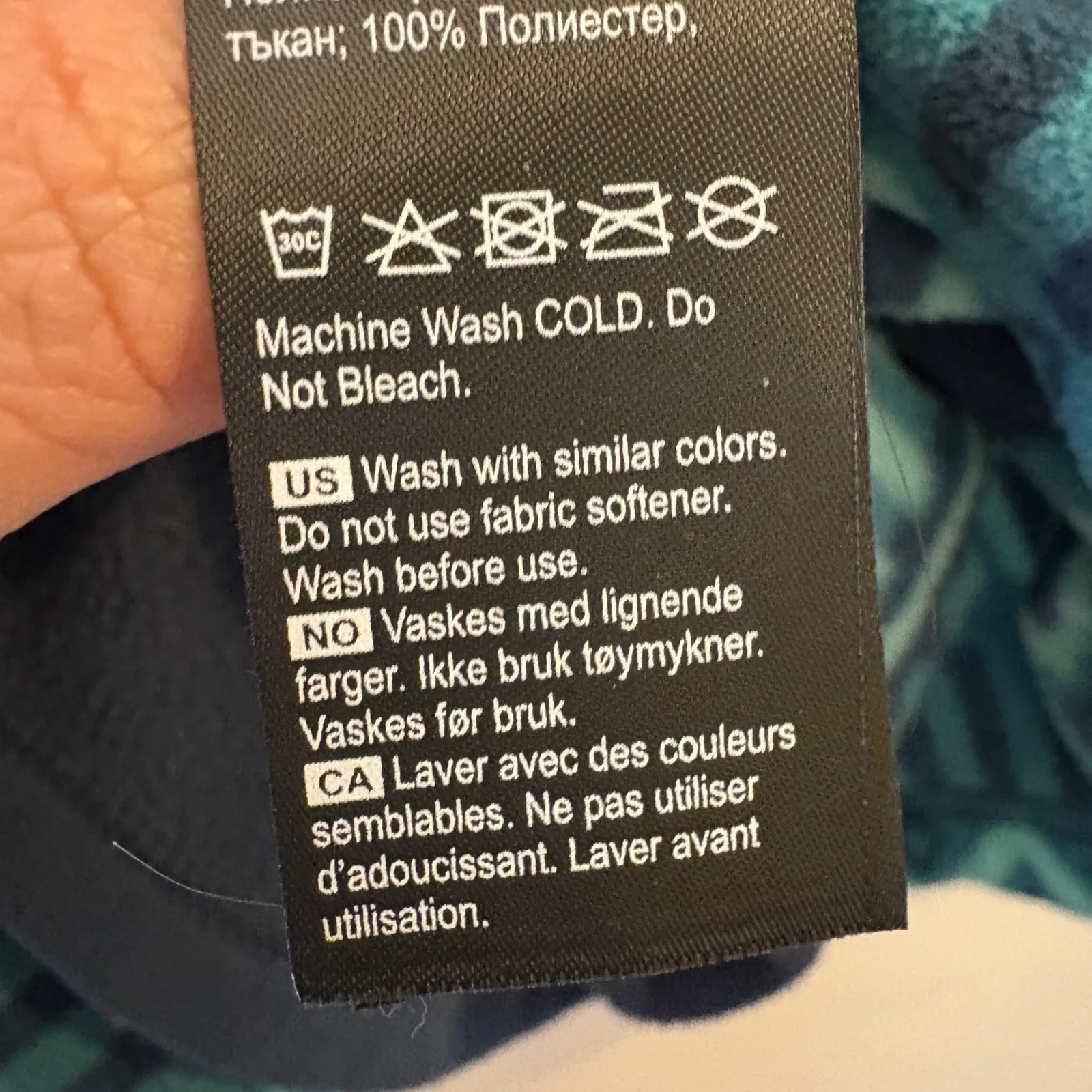 Kari Traa Fleece Jacket Teal Blue Geometric Pattern Full Zip Size Medium - Image 8