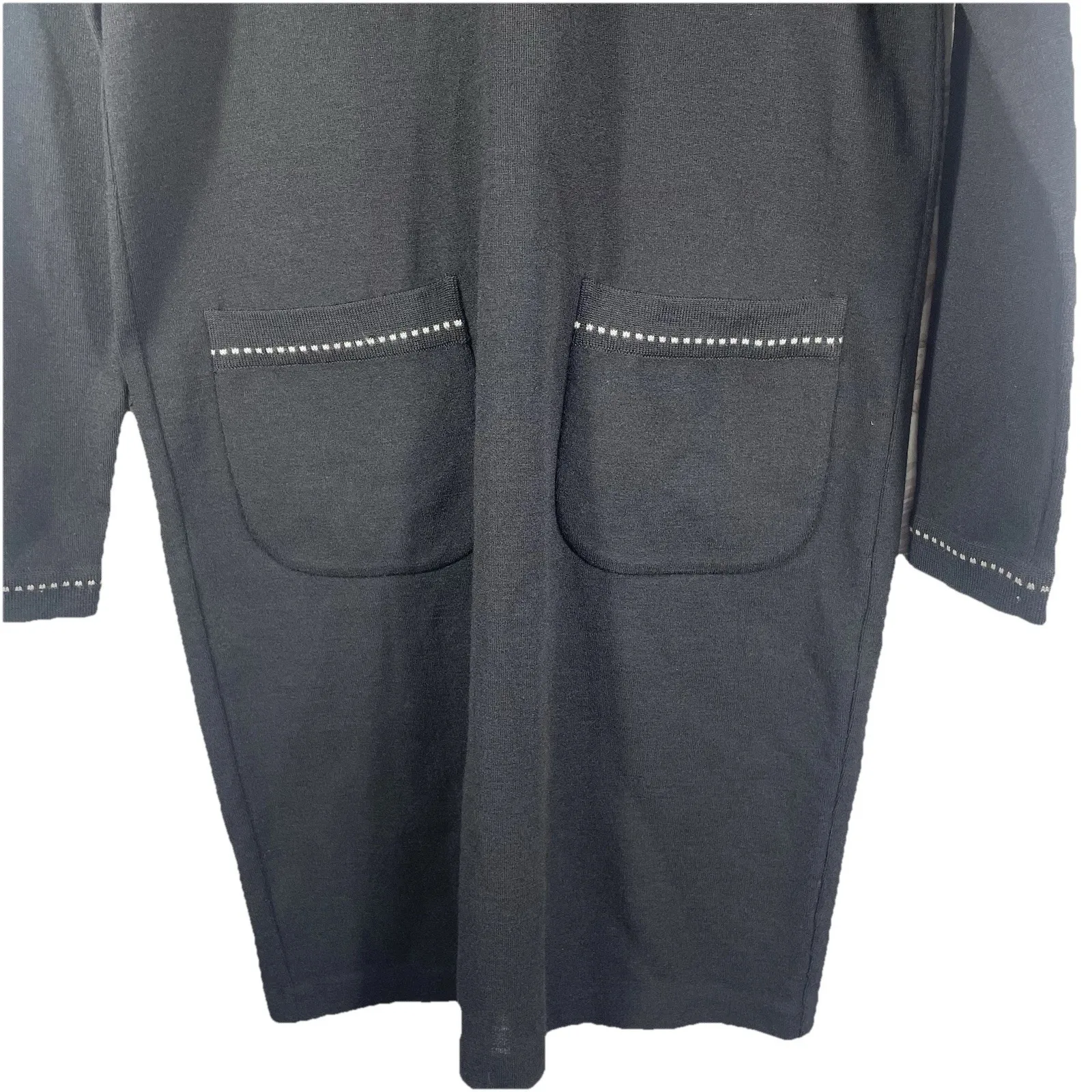 Andrea Jovine Women's Black Wool Dress Size Small Long Sleeve Zip Collar Pockets - Image 2