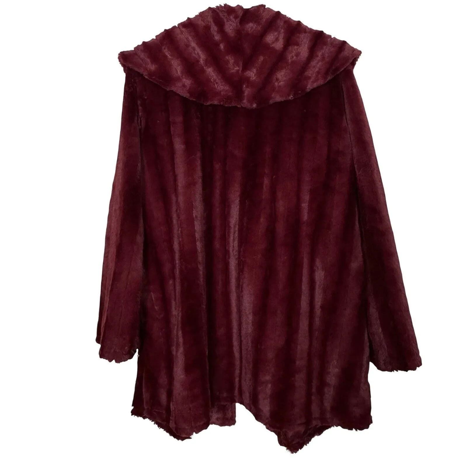 Faux Fur Plus Sz 1X Jacket Burgundy Hooded Whimsigoth Evening Formal Retro Vamp - Image 3