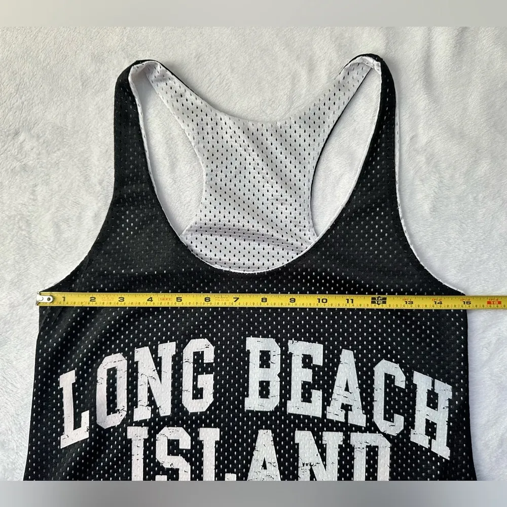 Popular Sports Long Beach Island Sleeveless Jersey in Black/White - Size Small - Image 3