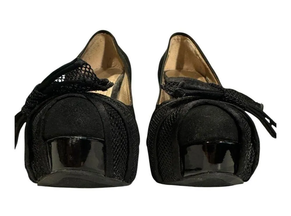 BCBG Paris Phynia Clove Black Suede Pump with net bow size 7.5 - Image 7