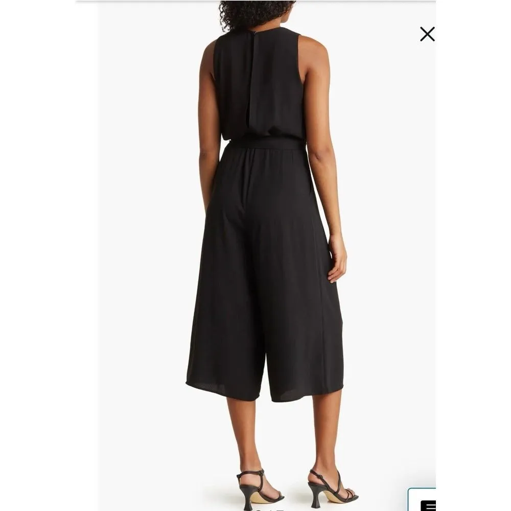 Vince Camuto Moss Crepe Blouson Crop Jumpsuit Black Size 10 NEW WITH‎ TAGS - Image 2