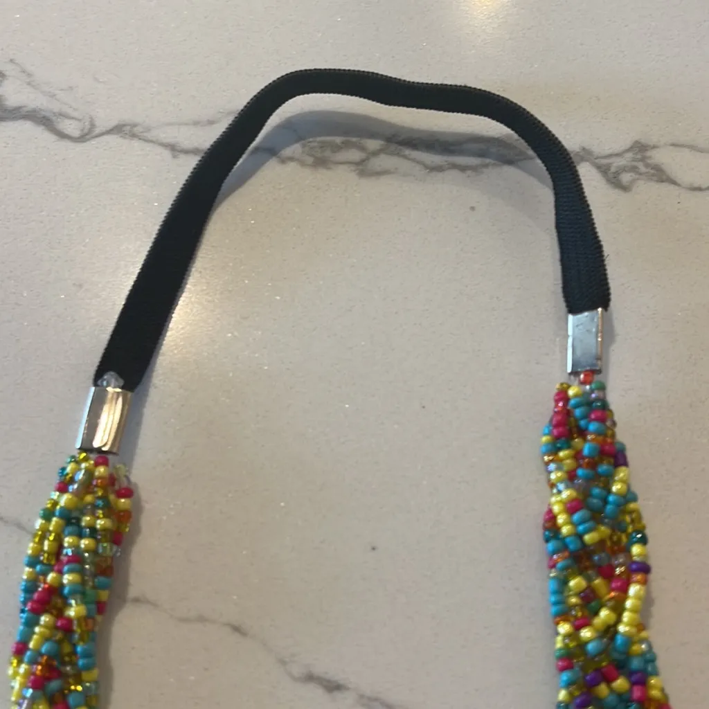 Women Hair piece or necklace with colourful beads braided design Green - Image 3