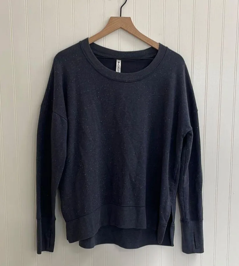 ATHLETA Balance Pullover Crewneck Sweatshirt in Navy Multi Nep Size L - Image 5