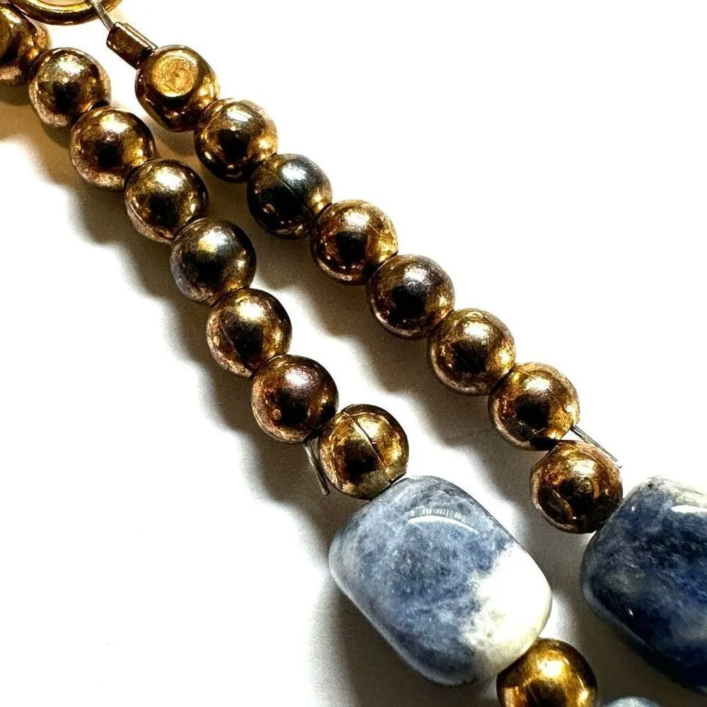 Carnelian and sodalite beaded long necklace Orange - Image 11