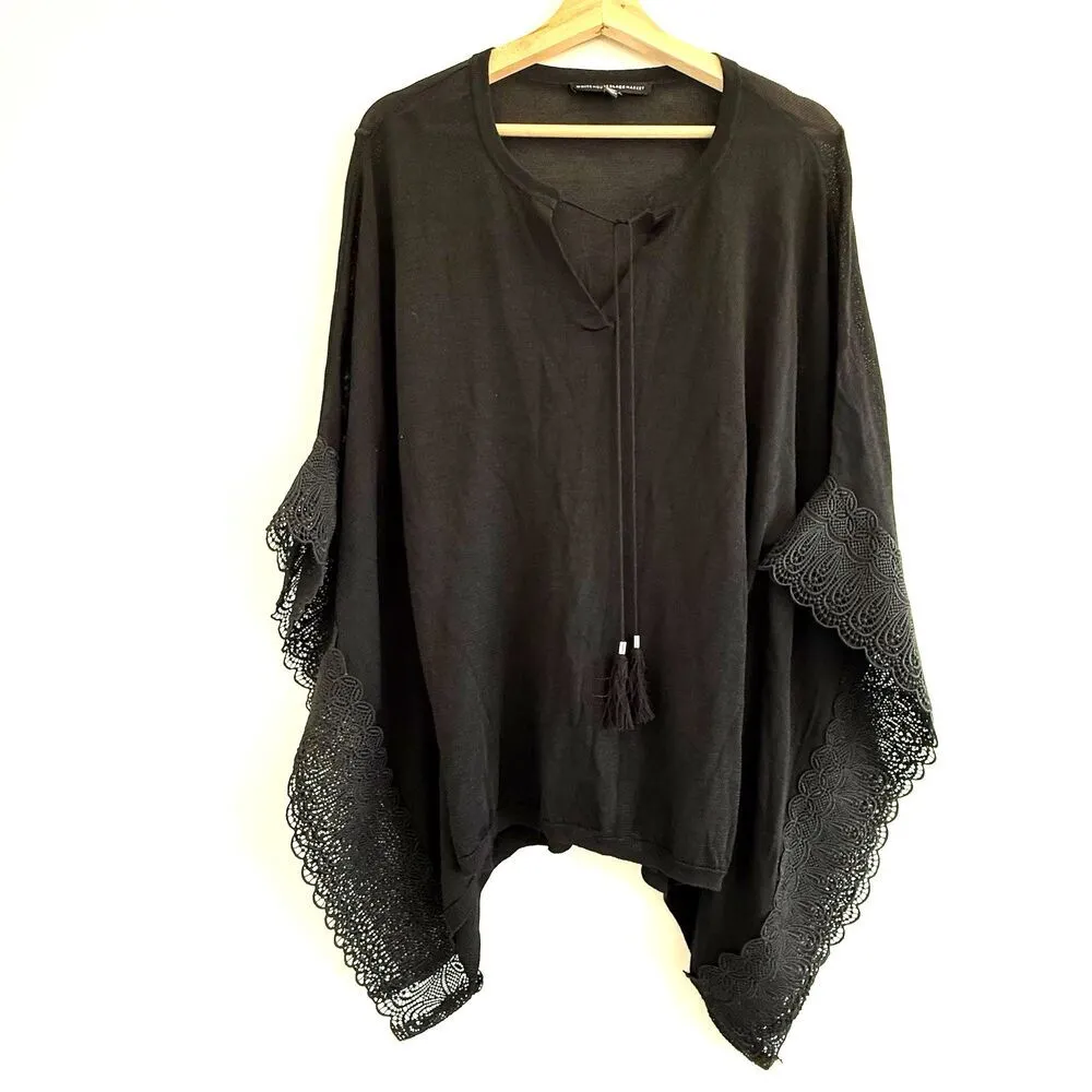 White house black market women V neck pullover sweater butterfly poncho size S - Image 4