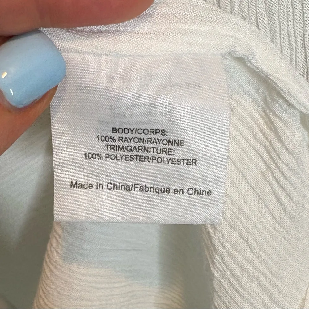 Tory Burch Embroidered Gauze Off Shoulder Smocked Tunic Cover Up Blouse Tassels - Image 5