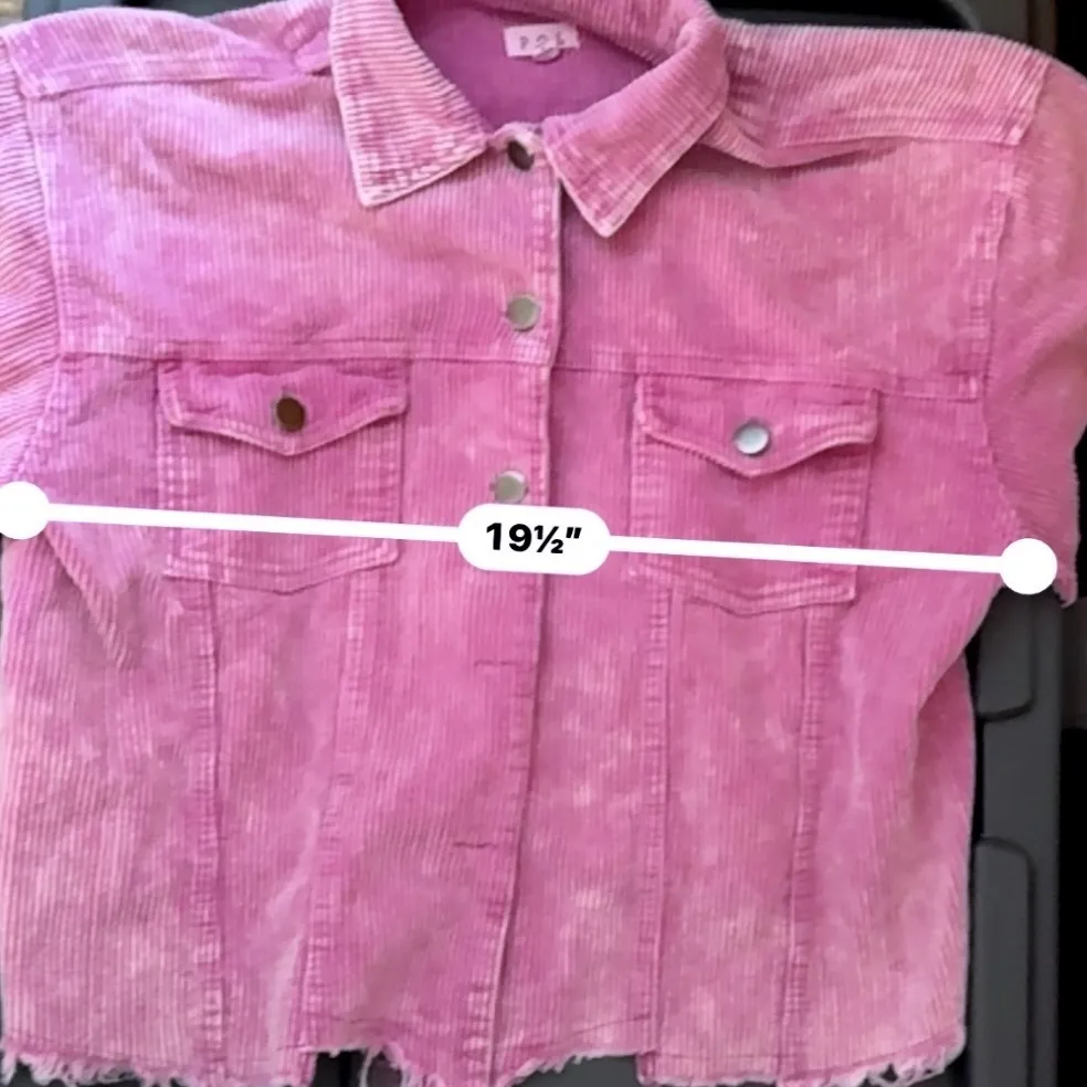 POL Boho Frayed Hem Plum Berry Mineral Washed Cotton Corduroy Trucker Jacket - Image 14