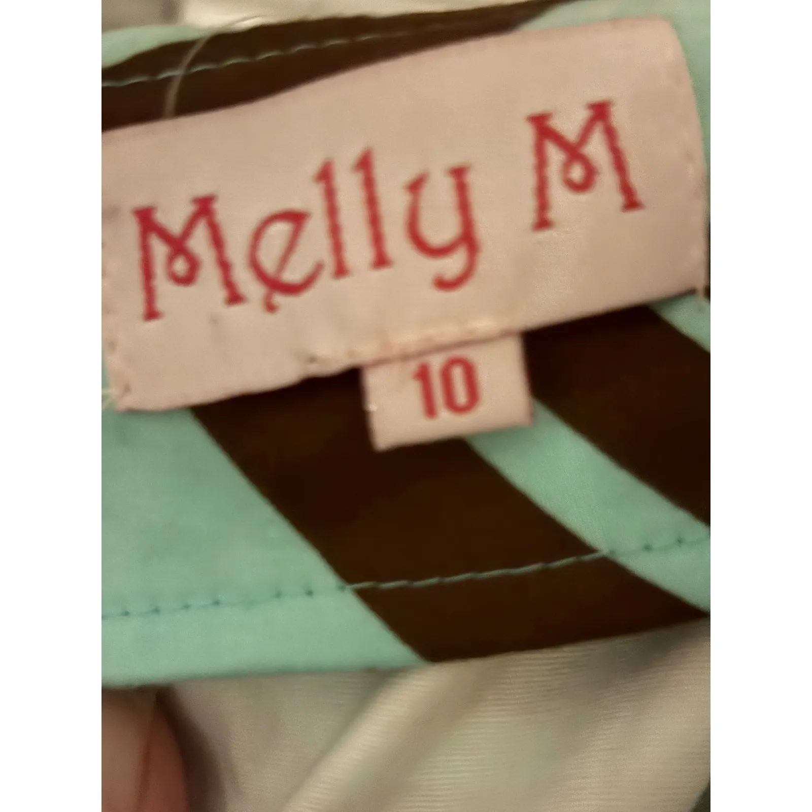 Melly M Womens Skirt Size 10 Aqua Brown Geometric Print Pencil Knee Length - Image 6