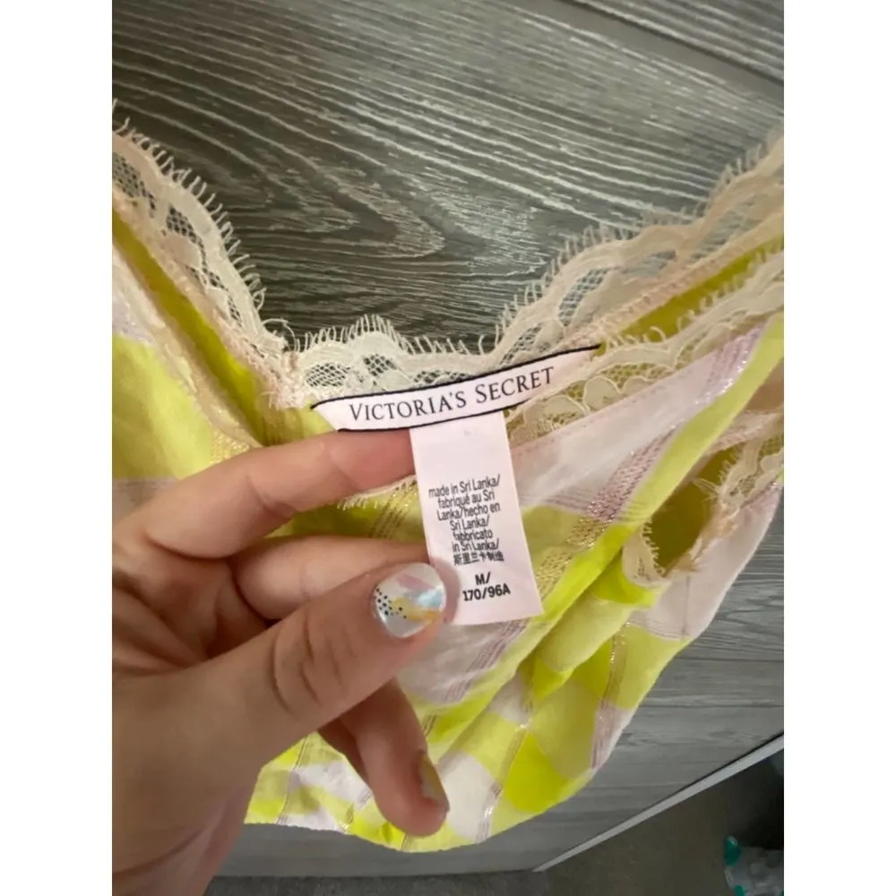 Victoria’s Secret nighty tank, medium, pink,‎ and yellow lace detailing on top - Image 2