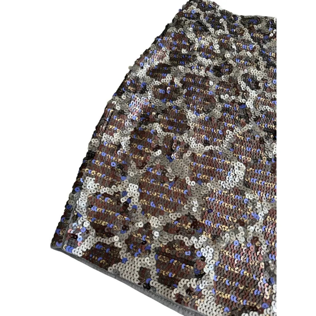 EXPRESS Y2K Vintage Animal Print Sequin Mini Skirt Size XS - Image 4
