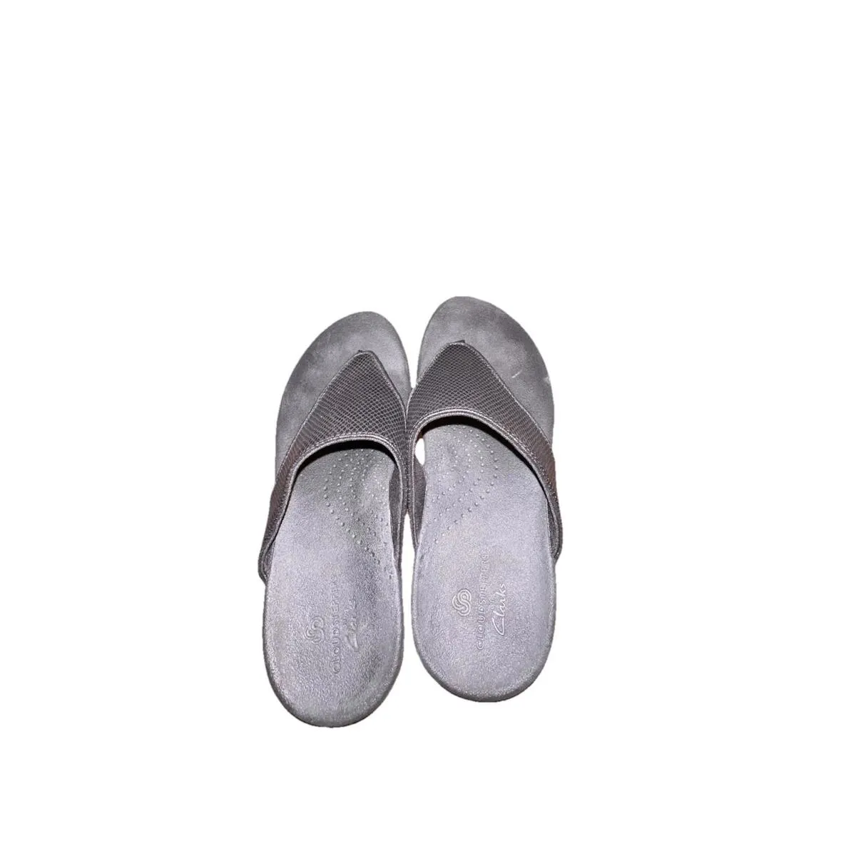 Clarks Women's 8 Brio Vibe Cloudsteppers Black Snake Texture Thong Sandal - Image 7