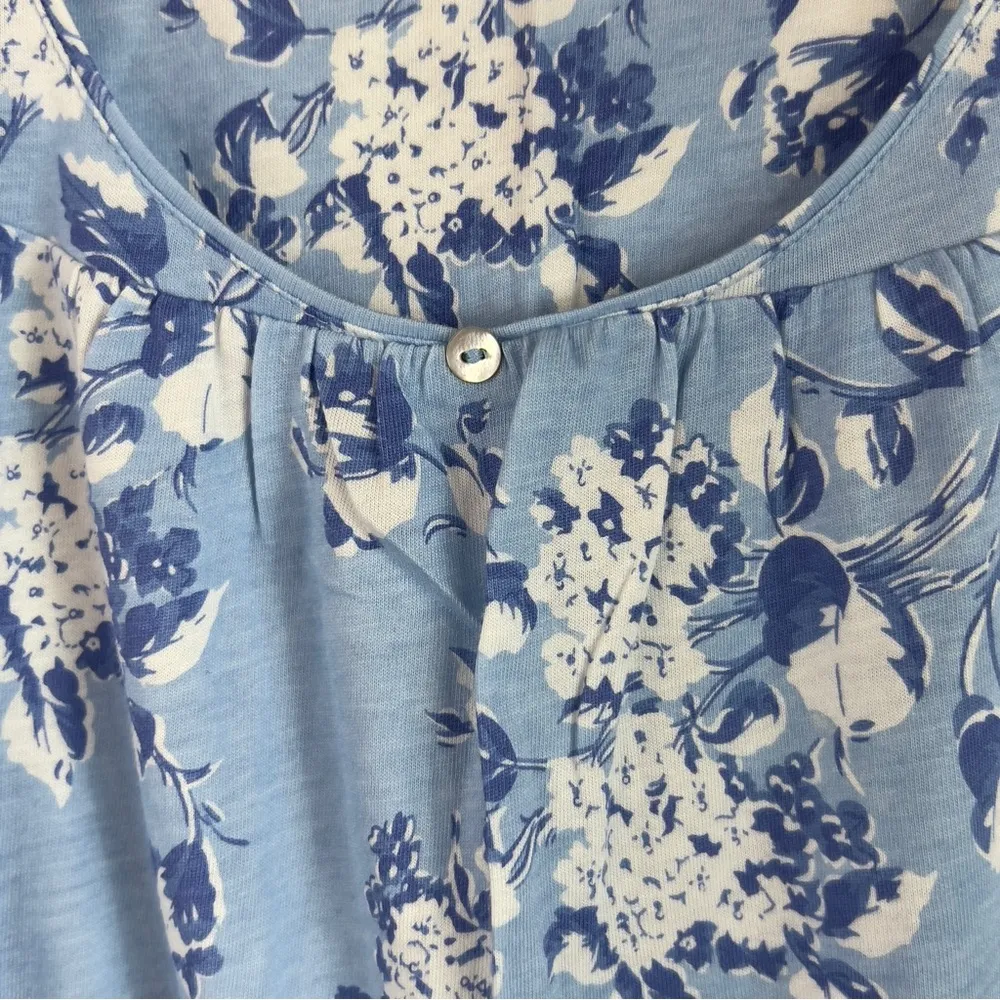 Nautica Sleepwear Size Medium Short Sleeve Crewneck Blue Floral Sleep To… - Image 3