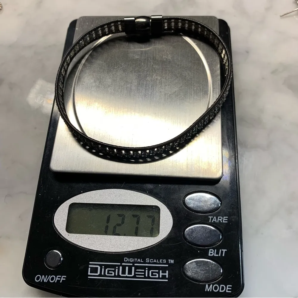 925 Italy Black Sterling Silver Crystal Mesh Bracelet Magnetic Closure 8.25” - Image 12