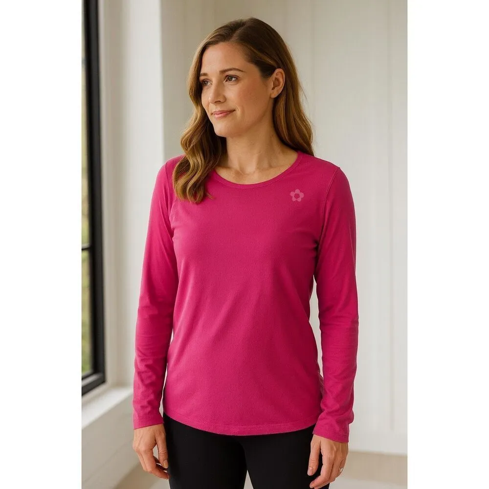 Hue Pink Fleece Pajama Top | Long Sleeve Sleepwear | Size S - Image 3