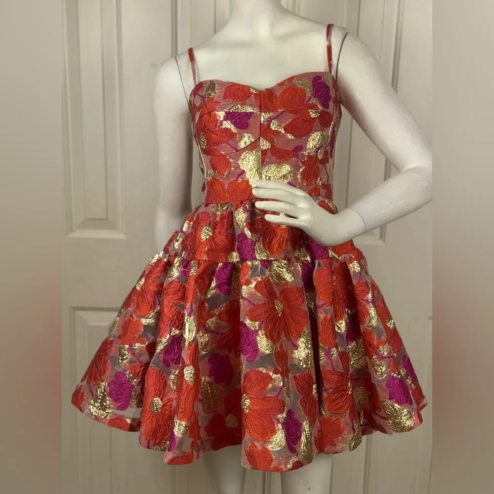 Violet Weekend Floral Jacquard Fit and Flare Dress Size 7/8. C8 Orange - Image 12