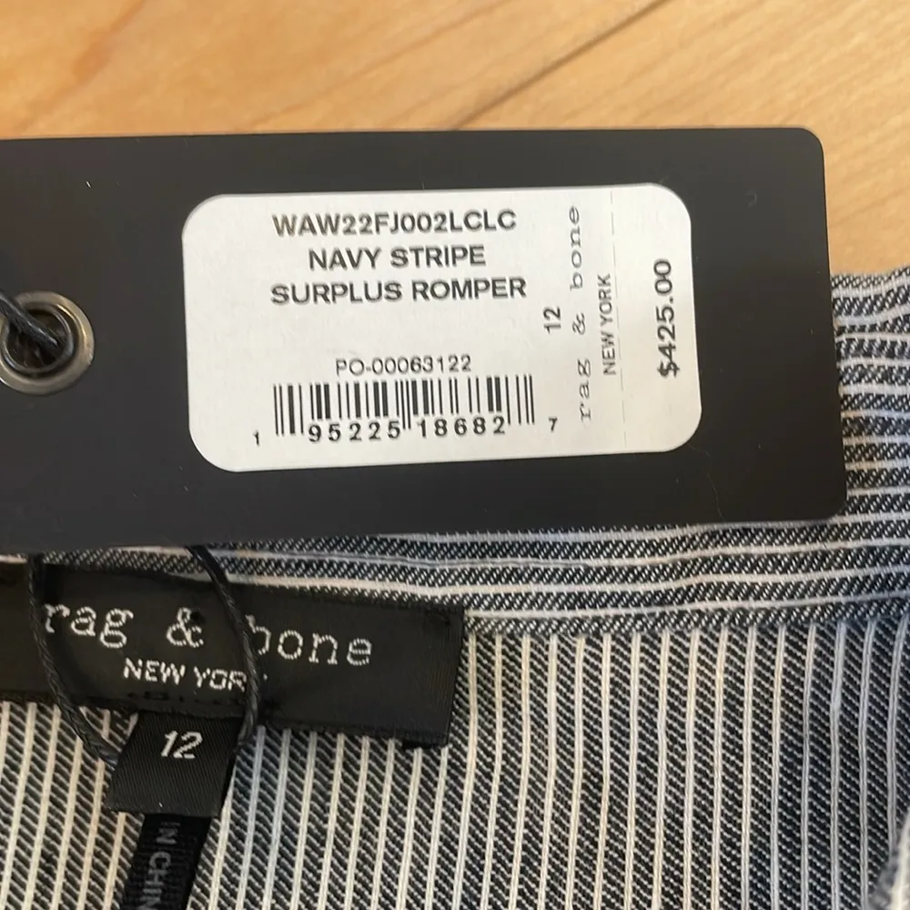 Rag & Bone navy striped surplus one piece shorts romper - Image 8