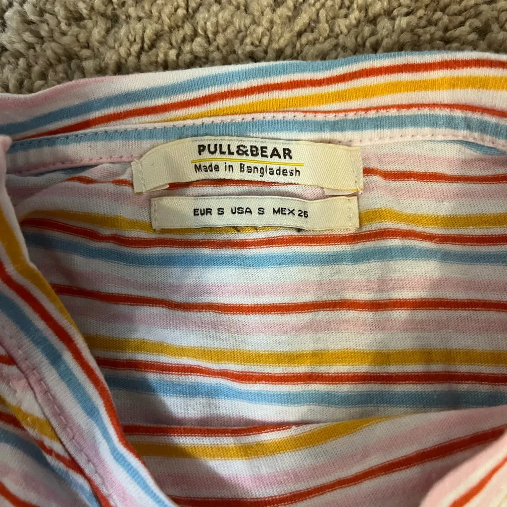 Pull&Bear shirt with Colorful Stripes Red - Image 2