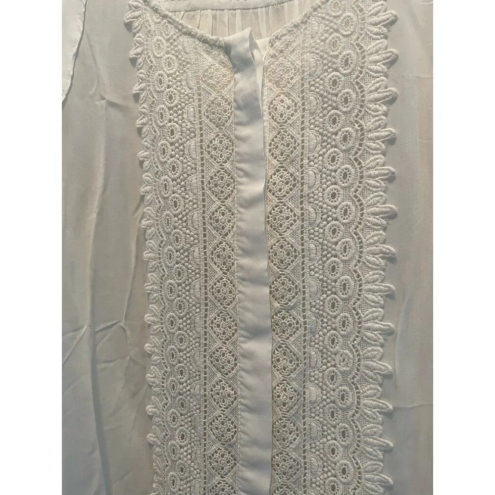 Anthropologie Maeve Ivory Crescent Street Crochet Blouse size 4 - Image 4