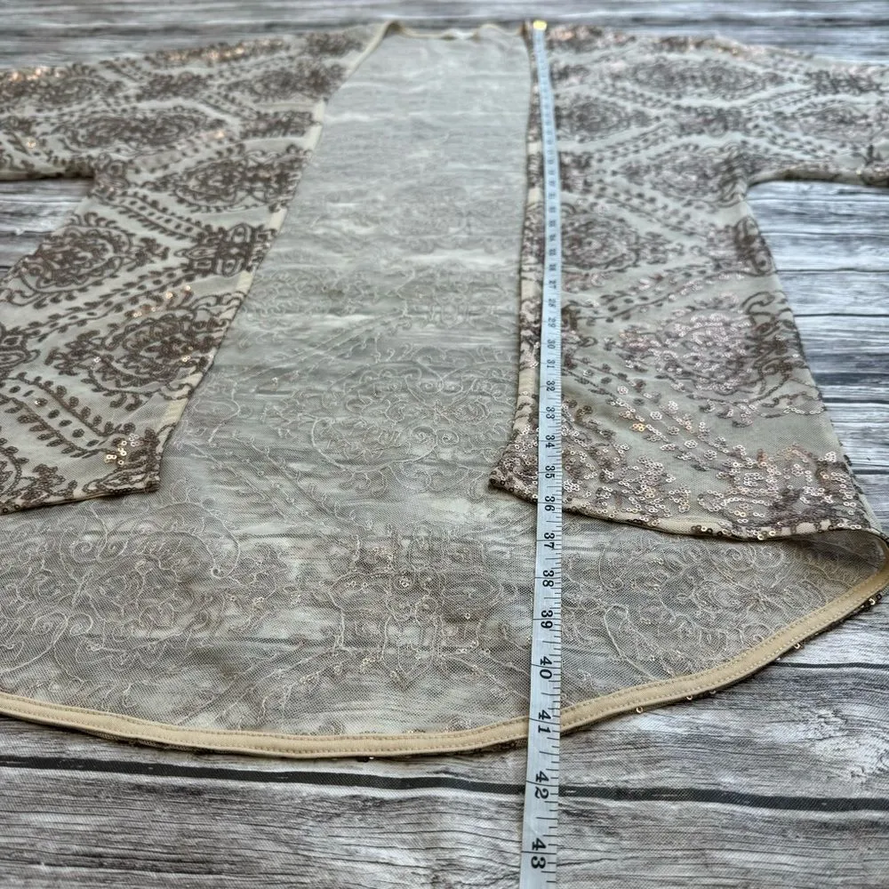 Vestique for Sienna Women's Dolman Sequined Duster S SM Small Cream Rose Gold - Image 11