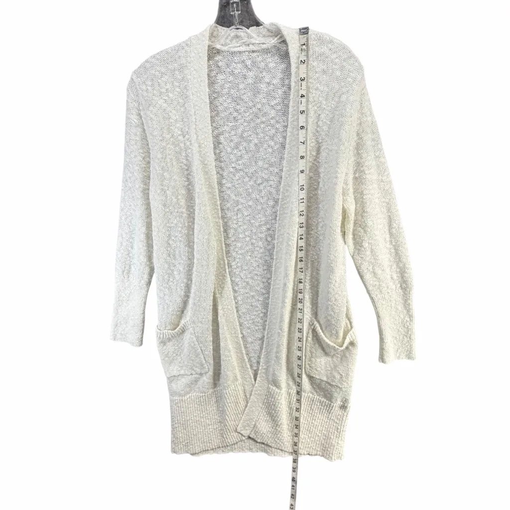 Athleta Weekend Wrap Cardigan Sweater Womens L Off White Pocket Relaxed Slubby - Image 6