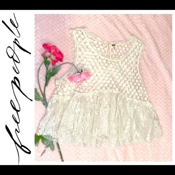 Free People Lace Tank Top sz S - Image 2