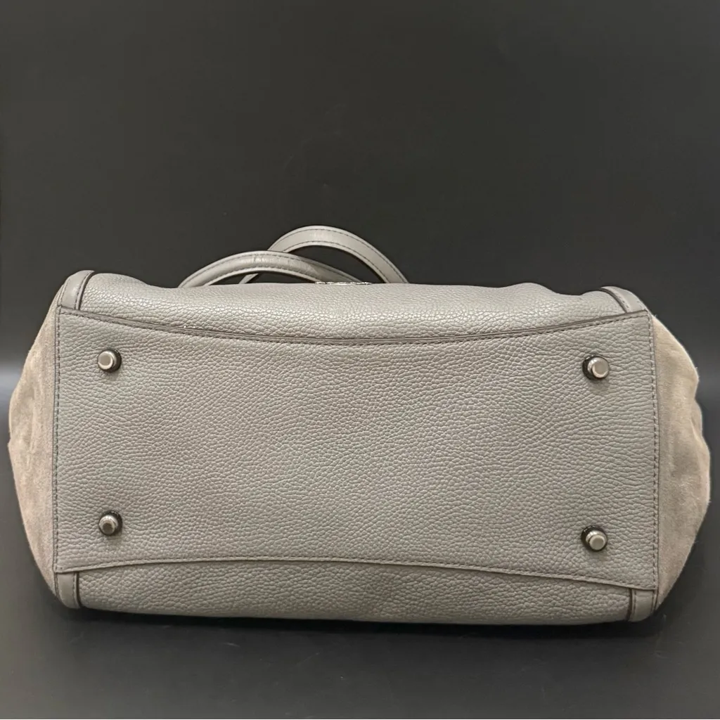 COACH 20165 Turnlock Edie Carryall Gray Pebbled Leather & Suede Shoulder Bag - Image 6