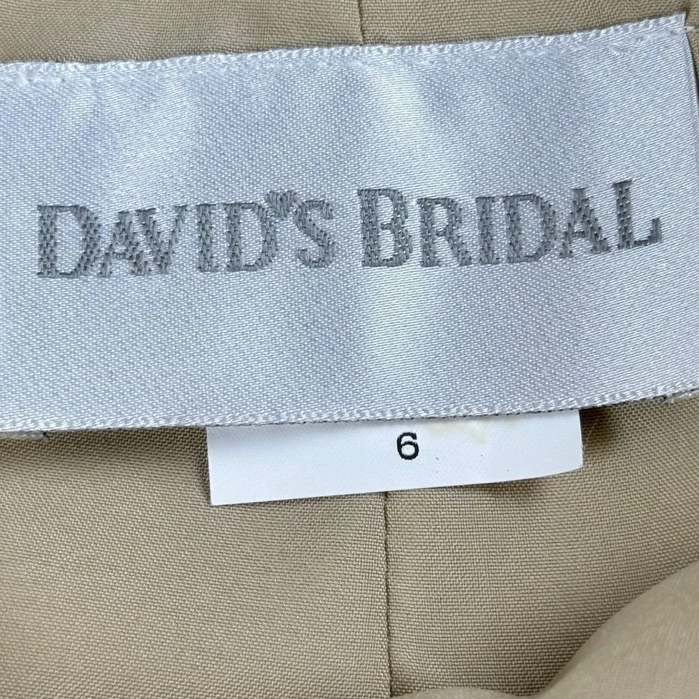NEW Davids Bridal Pencil Skirt Size 6 Beige Floral Brocade Jacquard Lined Formal - Image 4