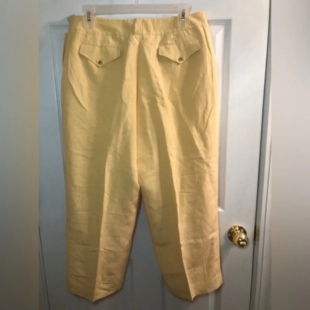 Talbots Petites Sz 14P Silk Linen Blend High Rise Wide Leg Capri Pants NEW NWT - Image 3