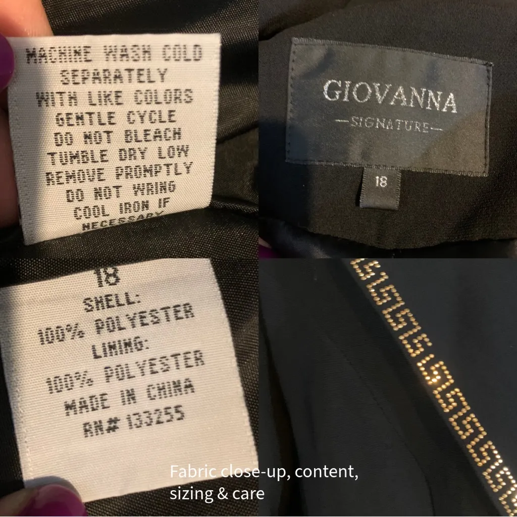 VINTAGE 1990'S GIOVANNA BLACK W/ GOLD GREEK KEY DESIGN COCKTAIL BLAZER (18) - Image 10