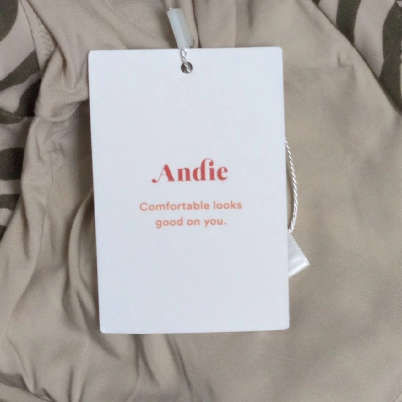 NWT Andie The Portofino Bottom Bias Stripe Olive Zebra Twisted High Waist Swim M - Image 9